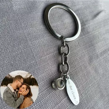 Personalized Name Photo Projection Chic Keychain