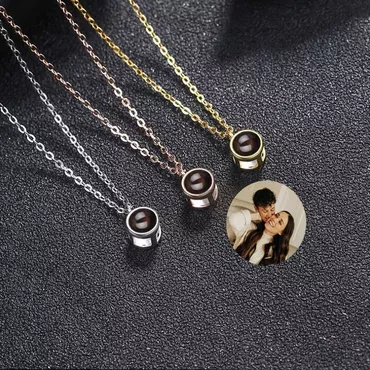 Personalized Photo Projection Circle Chic Shape Necklace