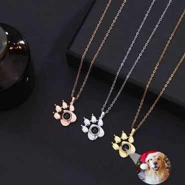 Personalized Projection Picture Necklace Chic With Claw Pendant Unique Birthday Gift For Pet Lovers