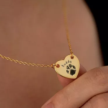 Personalized Heart Fingerprint Necklace Chic With Custom Name For Pet Lovers