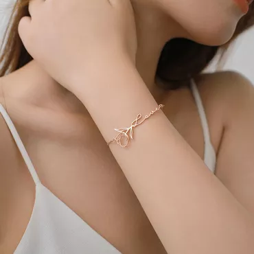 Personalized Name Bracelet With Chic Birthday Flower Simple Gift For Friends