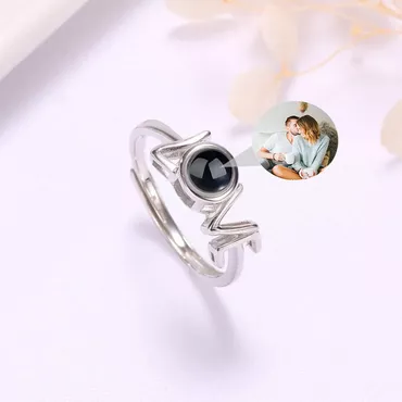 Personalized Projection Picture Ring Chic Love Unique Shape Christmas Gift For Couples