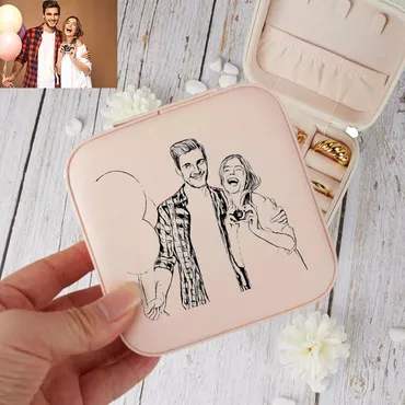 Personalized Jewelry Box Custom Chic Sketch Photo For Couples