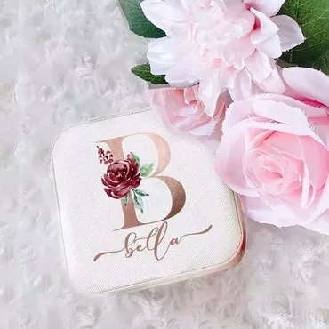 Personalized Jewelry Box With Chic Custom Name And Initial Valentine's Day Gift