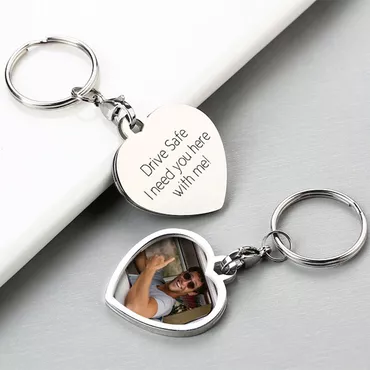 Personalized Heart-shaped Keychain With Chic Customized Photo Exquisite Gift For Girls