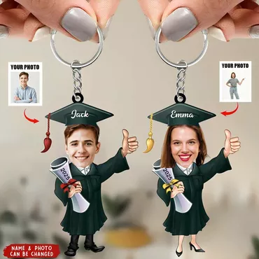 Personalized Acrylic Photo Keychain Chic Graduation Gift For Friends