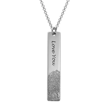 Fingerprint Engraved Vertical Bar Chic Necklace Fingerprint Jewelry