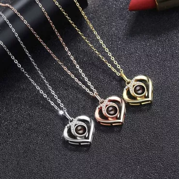 Personalized Photo Projection Necklace Chic -heart Love