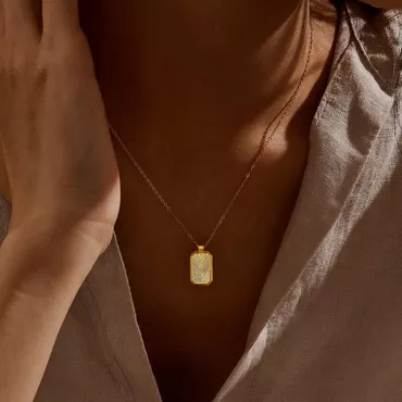 Personalized Square Fingerprint Necklace Chic Beautiful Gift For Family