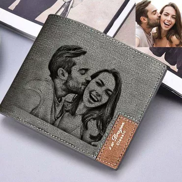 Personalized Gray Men's Photo Chic Wallet
