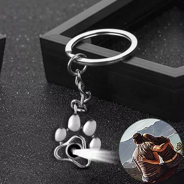 Personalized Pet Photo Projection Chic Keychain - Paw