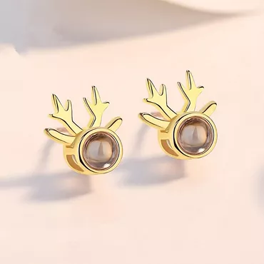 Personalized Picture Projection Earrings Chic Exquisite Deer Horn Pattern