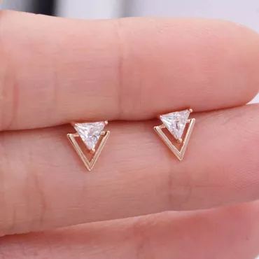 Personalized Birthstone Earrings Double Chic Triangle Arrow Earrings V-shaped Geometric Jewelry For Her