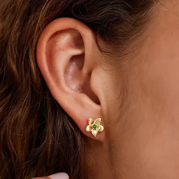 Personalized Flower Earrings With Chic Birthstone Exquisite Christmas Gift