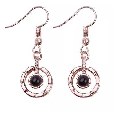 Personalized Picture Projection Earrings Chic Exquisite Circular Pendant