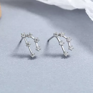 Sterling Silver S925 Celestial Chic Twelve Constellation Earrings Zircon Inlay Birthday Gift For Her
