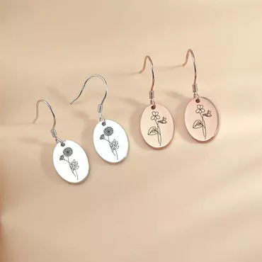 Personalized Birth Flower Earring Chic Wonderful Gift For Dear Wife