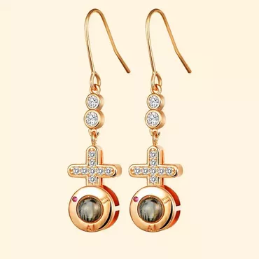 Personalized Picture Projection Earrings Chic Exquisite Cross Jewelry Pendant