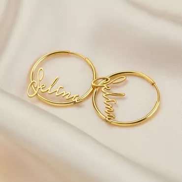 Personalized Name Earring Circle Chic Shaped Cute Present For Sister