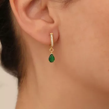 Personalized Birthstone Earrings Dainty Chic Drop Shape Earrings Pave Diamond Earrings For Her