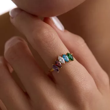 Personalized Olive Birthstone Ring Chic Great Gift For Mom
