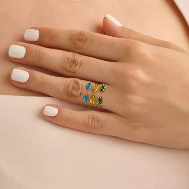 Personalized 2 Birthstone Ring Chic Exquisite Valentine's Day Gift