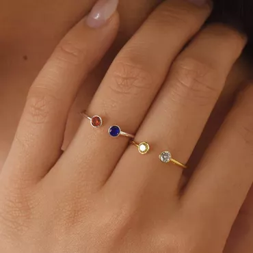 Personalized 2 Birthstones Ring Chic Exquisite Gift For Her
