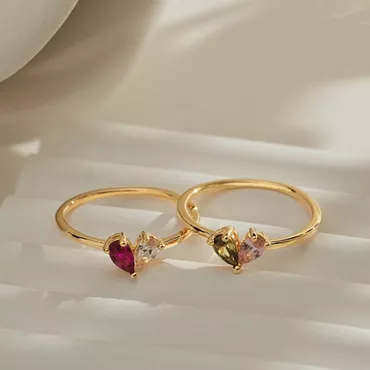 Personalized Heart-shaped Birthstone Ring Chic Exquisite Gift For Girls