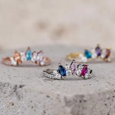 Personalized Birthstone Ring Exquisite Chic Birthday Gift For Mom