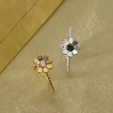 Personalized Sunflower Ring With Chic Birthstone Cute Gift For Her