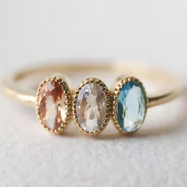 Personalized Oval Birthstone Ring Chic Birthday Gift