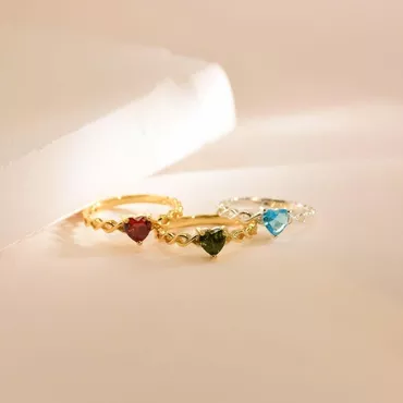 Personalized Heart-shaped Birthstone Ring Chic Simple Gift For Your Loved One