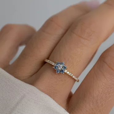 Personalized Snowflake Birthstone Ring Chic Exquisite Gift For Wife