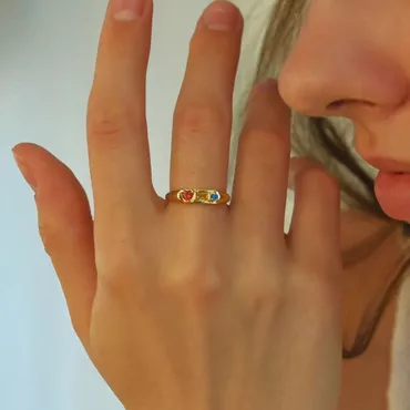 Personalized Irregular Birthstone Ring Chic Simple Gift For Mom's Birthday