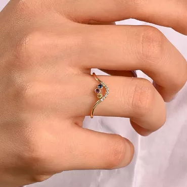Personalized 3 Birthstones Ring Chic Gift For Mother's Day
