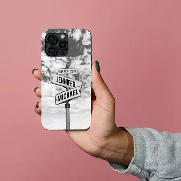 Personalized Mobile Phone Case Chic With Custom Name Street Sign And Date Gift For Anniversary