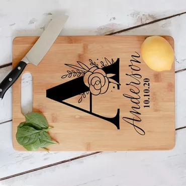 Personalized Name Square Charcuterie Chic Board With Custom Letter With Flower Beautiful Present For Mom