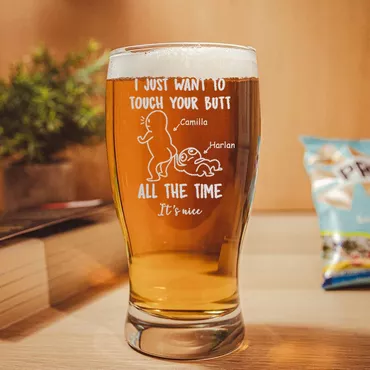 Personalized Name Beer Glass Chic Funny Present For Sweet Couples