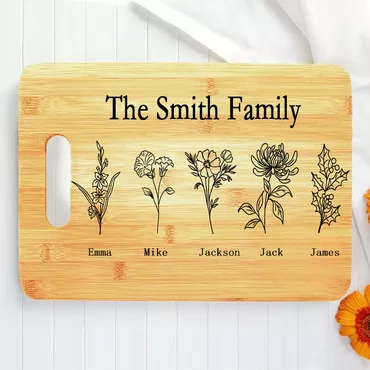 Personalized Name And Birth Chic Flower Charcuterie Board Beautiful And Unique Gift For Her