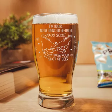 Personalized Name Beer Glass Chic Romantic Gift For Couples