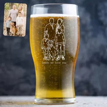 Personalized Picture Beer Glass Chic With Custom Text Warm Gift For Family