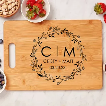Personalized Name Square Charcuterie Chic Board With Close Garland Pattern Ingenious Present For Anniversary