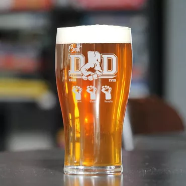 Personalized Name Beer Glass Chic With Fist Pattern Cool Gift For Father