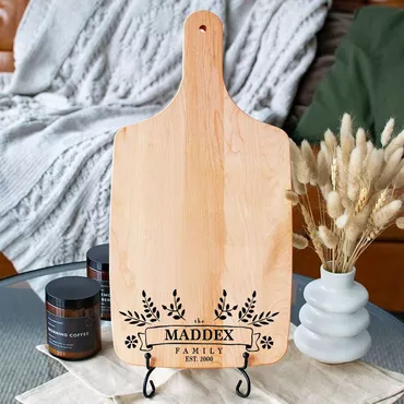 Personalized Name And Date Chic Charcuterie Board With Special Leaves Pattern Best Present For Best Person