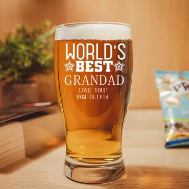 Personalized Text Beer Glass Chic With Star Pattern Cute Gift For Family