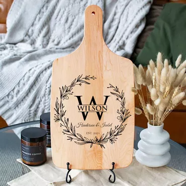 Personalized Name Charcuterie Board Chic With Creative Garland Pattern Artistic Wedding Gift