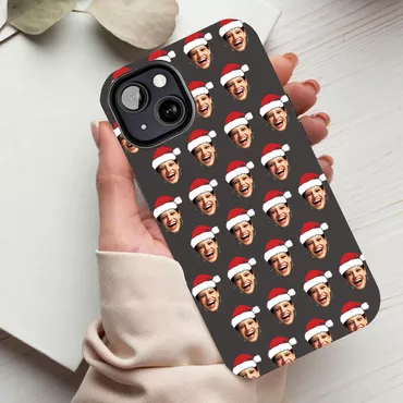Personalized Mobile Phone Case Chic With Customized Face And Santa Hat Fun Gift For Friends