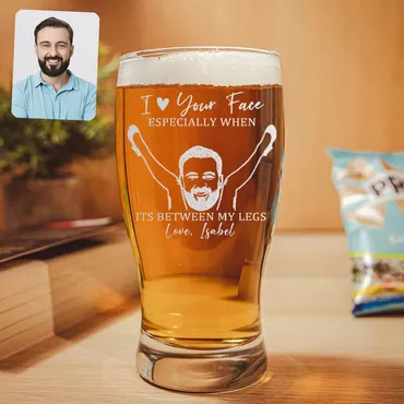 Personalized Picture Beer Glass Chic Unique Present For Husband