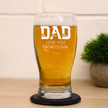 Personalized Text Beer Glass Chic Cool Father's Day Present