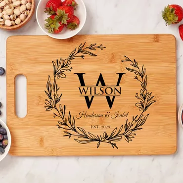 Personalized Name Square Charcuterie Chic Board With Perfect Garland Pattern Beautiful Wedding Gift